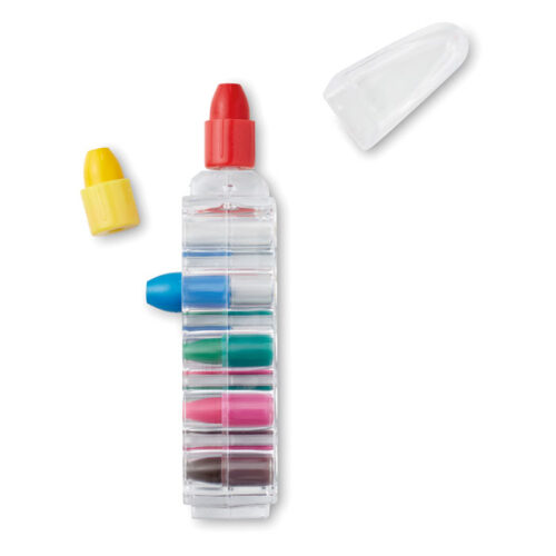 Crayolas promocionales infantiles MAGIC en bolígrafo transparente con colores surtidos