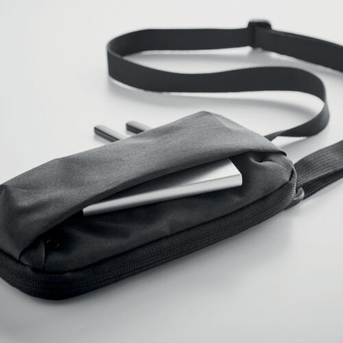 Bandolera ecológica personalizada VALLEY WALLET en poliéster reciclado con bolsillo frontal