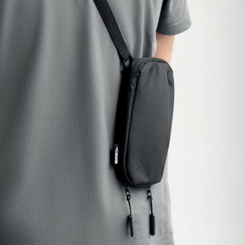 Bandolera ecológica personalizada VALLEY WALLET en poliéster reciclado con bolsillo frontal