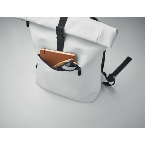 Mochila roll top ejecutiva en PU con bolsillo frontal y forro RPET
