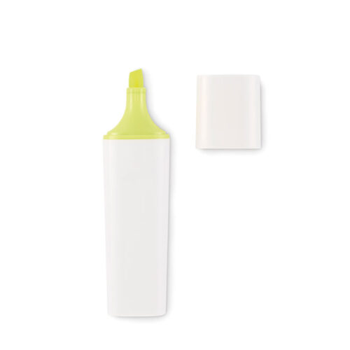 Marcador fluorescente ecológico LIT con diseño blanco y capuchón de color
