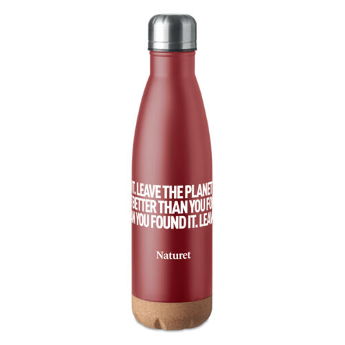 Botella térmica ASPEN CORK de acero inoxidable con base de corcho natural y tapa hermética, ideal para regalos corporativos sostenibles