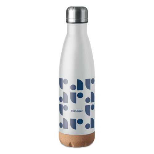 Botella térmica ASPEN CORK de acero inoxidable con base de corcho natural y tapa hermética, ideal para regalos corporativos sostenibles