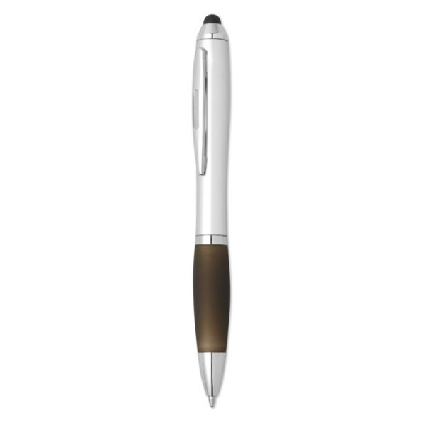 Bolígrafo con stylus promocional RIOTOUCH con detalles cromados