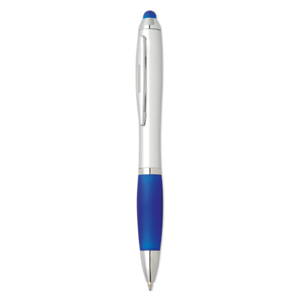 Bolígrafo con stylus promocional RIOTOUCH con detalles cromados