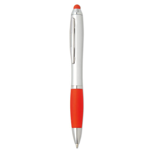 Bolígrafo con stylus promocional RIOTOUCH con detalles cromados