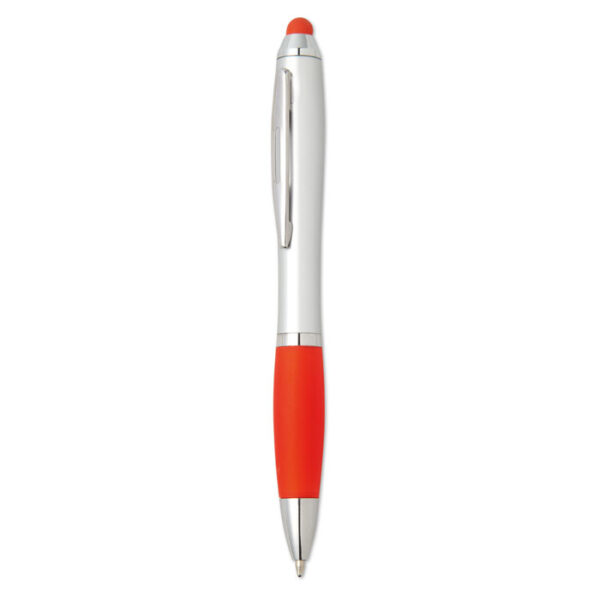 Bolígrafo con stylus promocional RIOTOUCH con detalles cromados