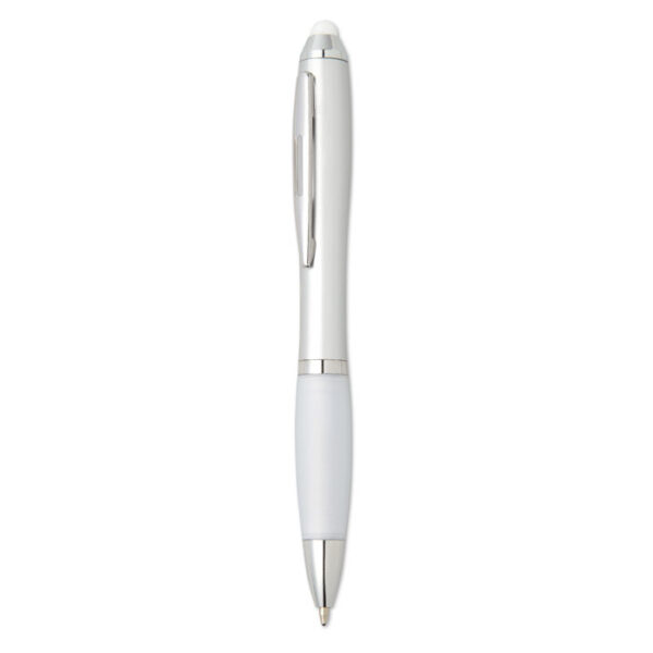 Bolígrafo con stylus promocional RIOTOUCH con detalles cromados