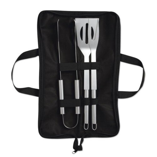 Set de herramientas para barbacoa promocional SHAKES en funda negra