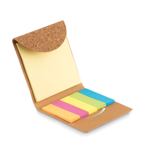 FOLDCORK set con bloc y etiquetas adhesivas en cubierta de corcho sostenible