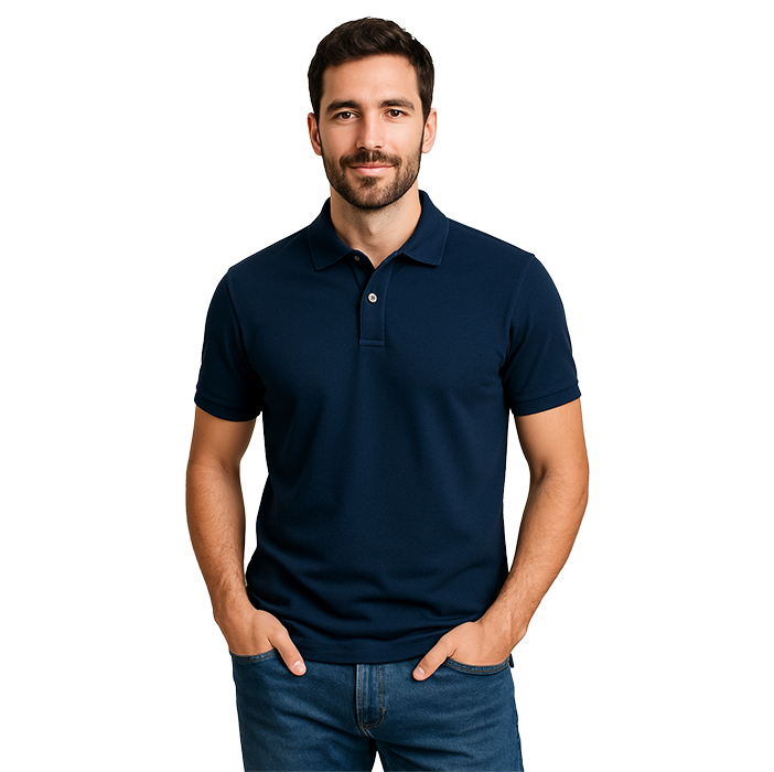Polo promocional hombre manga corta con cuello camisero y tapeta con botones