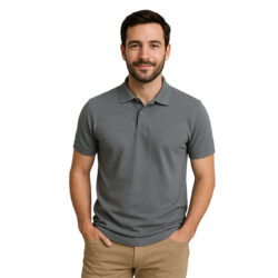 Polo promocional hombre manga corta con cuello camisero y tapeta con botones