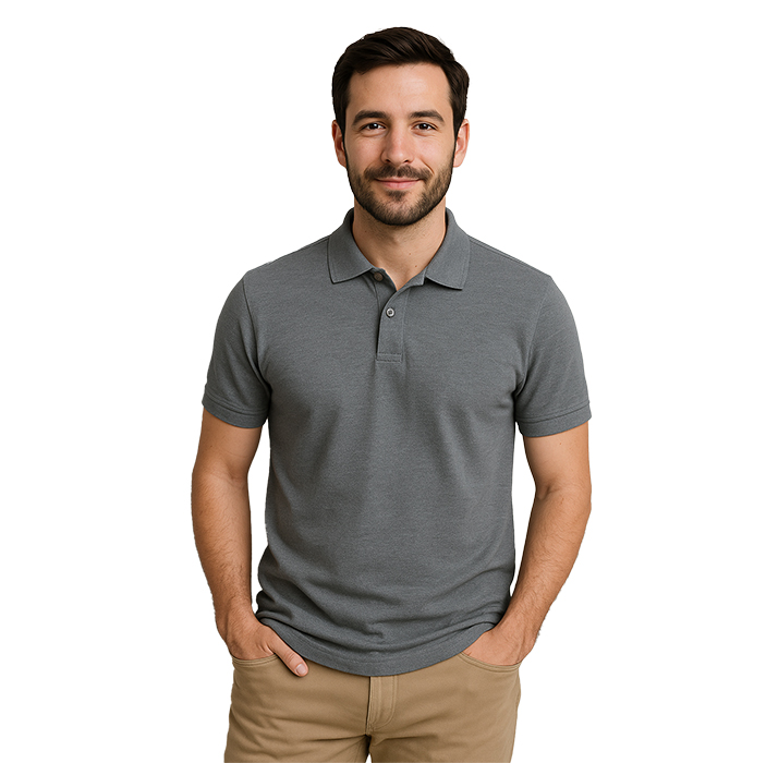 Polo promocional hombre manga corta con cuello camisero y tapeta con botones