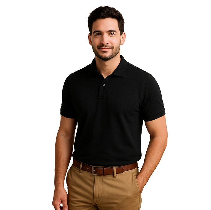 Polo promocional hombre manga corta con cuello camisero y tapeta con botones
