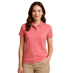 Polo promocional mujer manga corta entallado con cuello clásico y botones