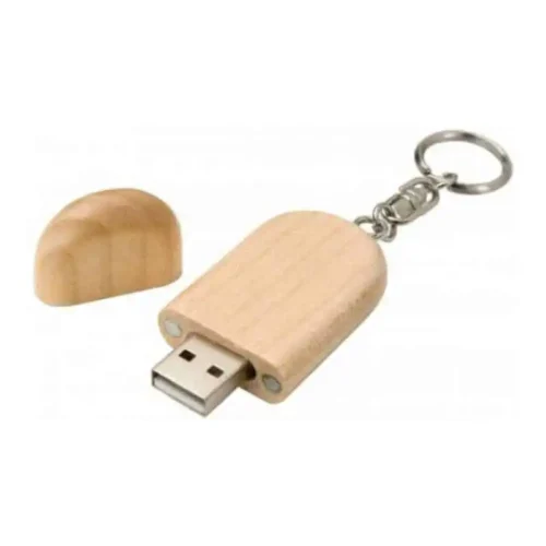 USB ecológica de bambú con tapa magnética y anillo metálico