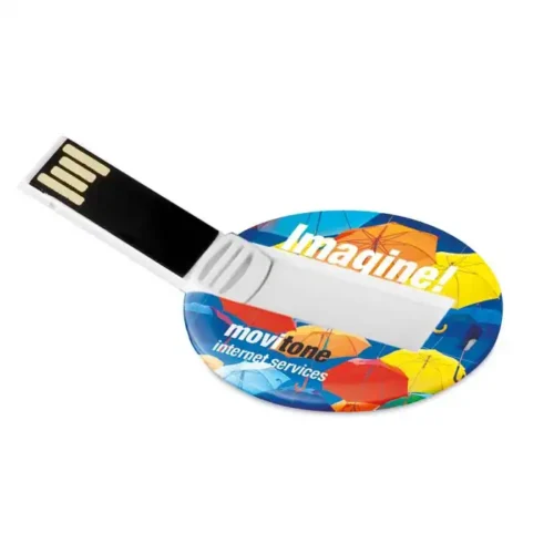USB redonda personalizada promocional ROUND con giro retráctil y diseño impreso