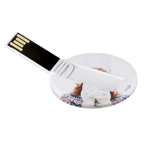 USB redonda personalizada promocional ROUND con giro retráctil y diseño impreso