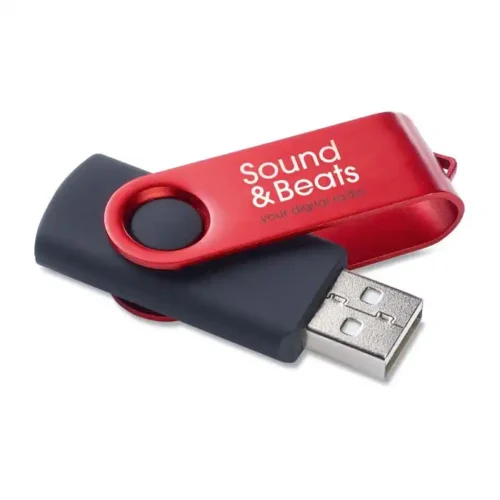 USB promocional giratorio metálico Twister con carcasa negra y clip de color