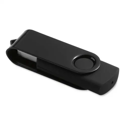 USB promocional giratorio metálico Twister con carcasa negra y clip de color