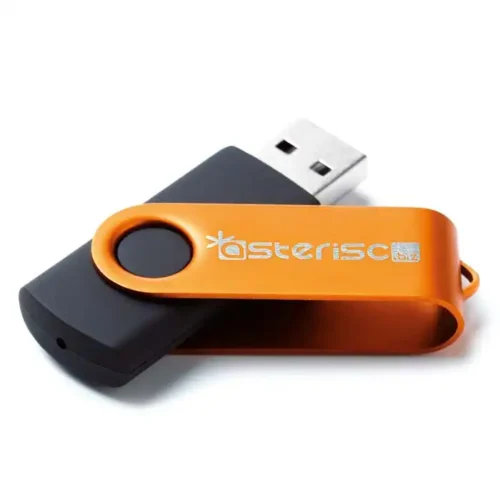 USB promocional giratorio metálico Twister con carcasa negra y clip de color
