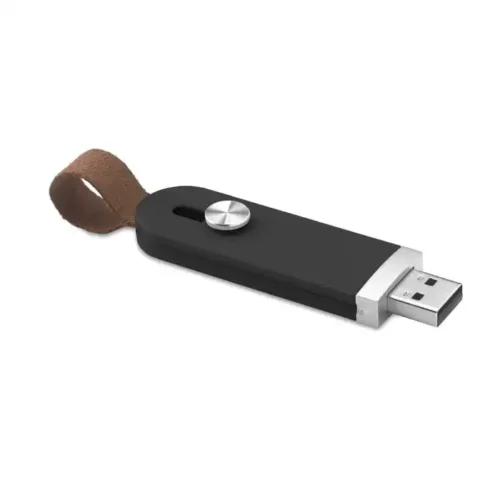 USB retráctil promocional personalizado SLIDE con botón metálico y diseño ergonómico