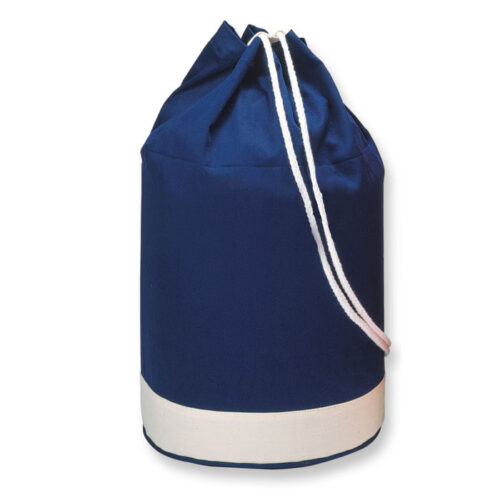 Bolso marinero personalizado YATCH de algodón azul con cordón blanco y diseño bicolor estilo náutico