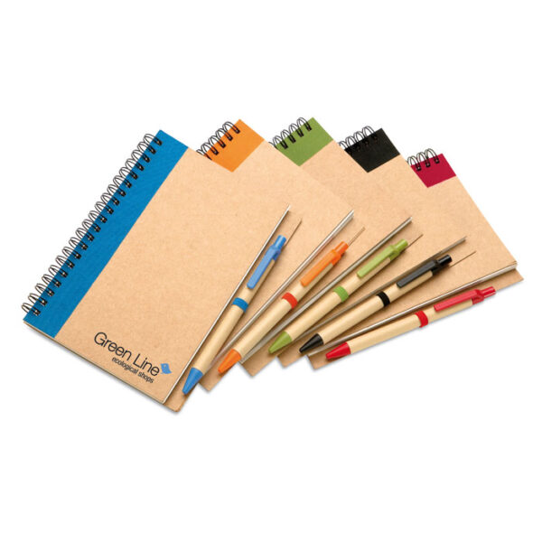 Libreta ecológica reciclada SONORA PLUS con bolígrafo a juego