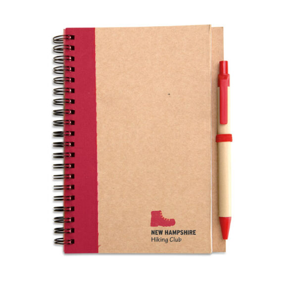 Libreta ecológica reciclada SONORA PLUS con bolígrafo a juego