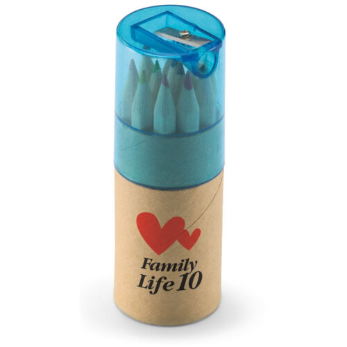 Set de lápices de colores ecológico LAMBUT en tubo de cartón con sacapuntas