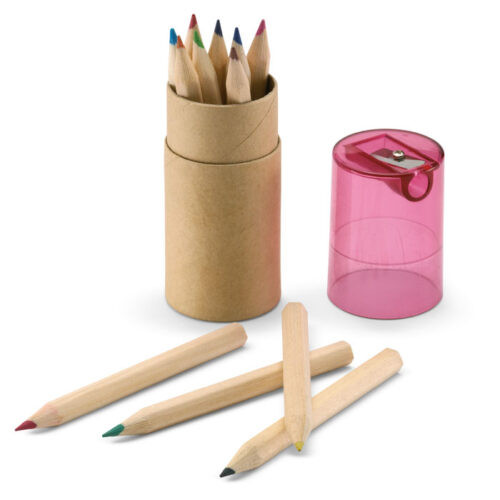Set de lápices de colores ecológico LAMBUT en tubo de cartón con sacapuntas