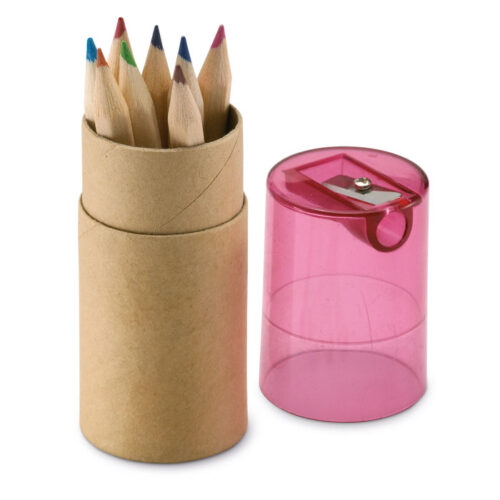 Set de lápices de colores ecológico LAMBUT en tubo de cartón con sacapuntas