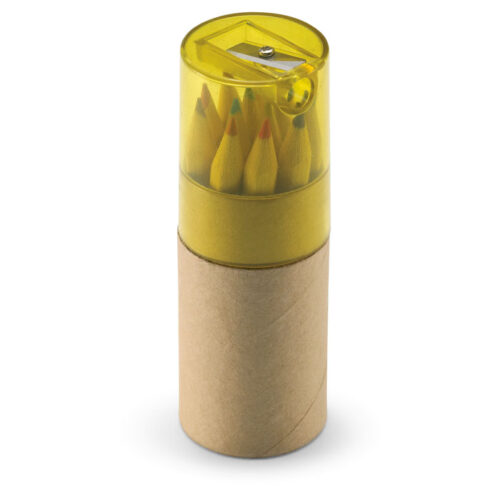 Set de lápices de colores ecológico LAMBUT en tubo de cartón con sacapuntas