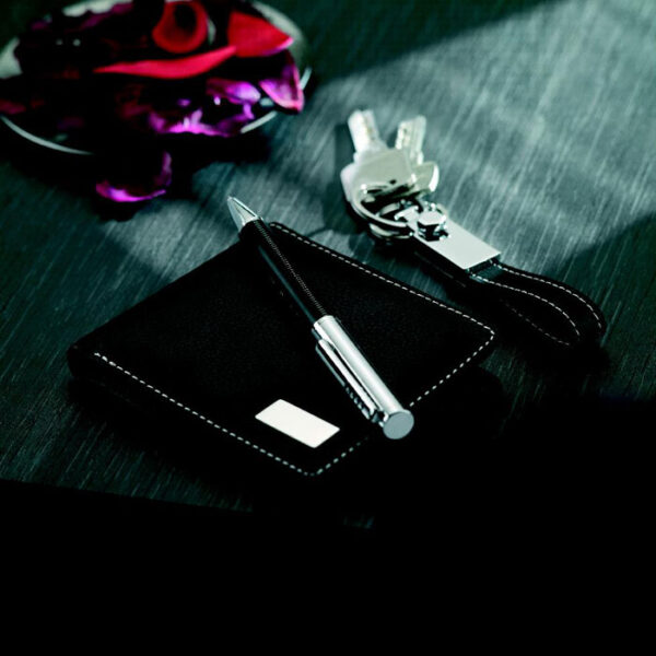 Set ejecutivo personalizado Eleganci con bolígrafo, cartera y llavero metálico en caja de regalo