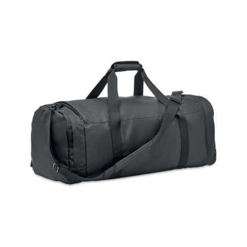 Bolso deportivo Valley en poliéster reciclado RPET con compartimento lateral, base rígida, correa ajustable y áreas amplias para personalización ecológica