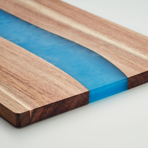 Tabla de cortar de madera de acacia con resina azul decorativa GROOVES