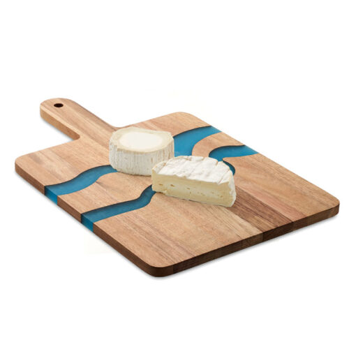 Tabla de servir AZUUR en madera de acacia con incrustación de resina turquesa y mango ergonómico