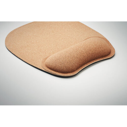 Mouse pad ergonómico de corcho MARBO con reposamuñeca sobre escritorio sostenible