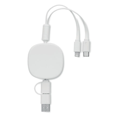 Cable retráctil multiUSB TOGOBAM con conectores y tapa de bambú