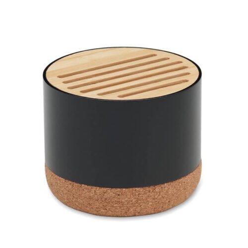 Bocina ecológica RUMBA de aluminio reciclado, bambú y corcho con Bluetooth 5.3