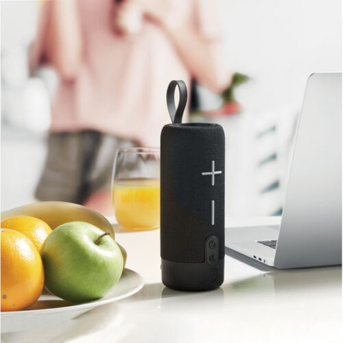 Bocina portátil personalizada Yellow de diseño cilíndrico y controles grandes