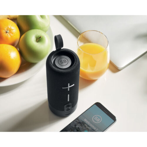 Bocina portátil personalizada Yellow de diseño cilíndrico y controles grandes