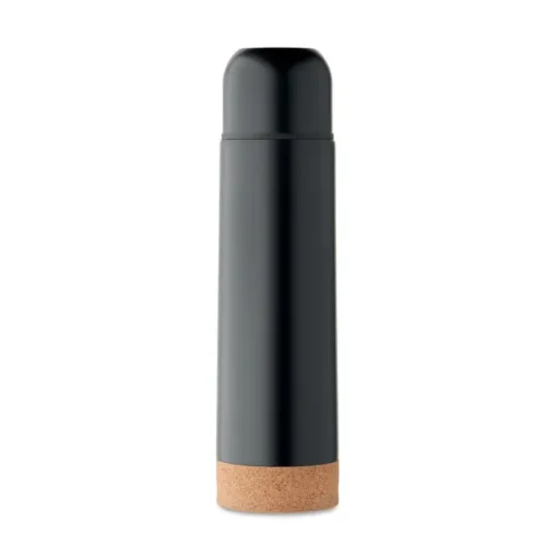 Termo Aventur: 500 ml en acero reciclado con aislamiento al vacío y base de corcho. Regalo premium sostenible, elegante y personalizable.