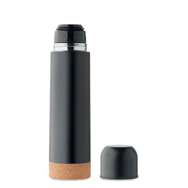 Termo Aventur: 500 ml en acero reciclado con aislamiento al vacío y base de corcho. Regalo premium sostenible, elegante y personalizable.