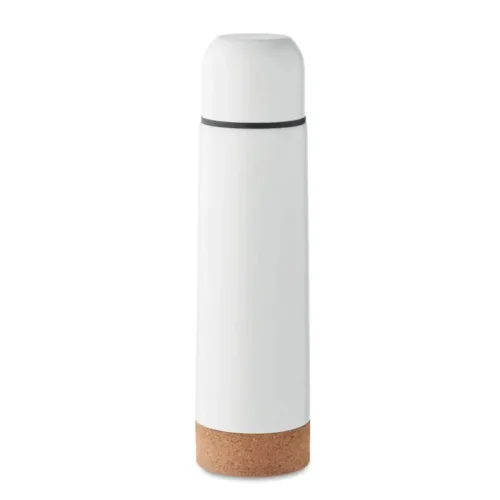 Termo Aventur: 500 ml en acero reciclado con aislamiento al vacío y base de corcho. Regalo premium sostenible, elegante y personalizable.