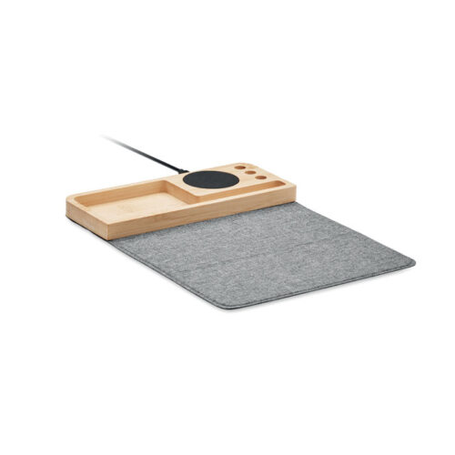 Mouse pad con cargador inalámbrico personalizado de bambú PANDU