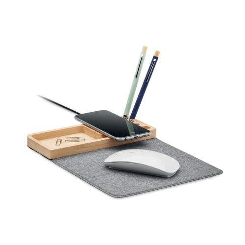 Mouse pad con cargador inalámbrico personalizado de bambú PANDU