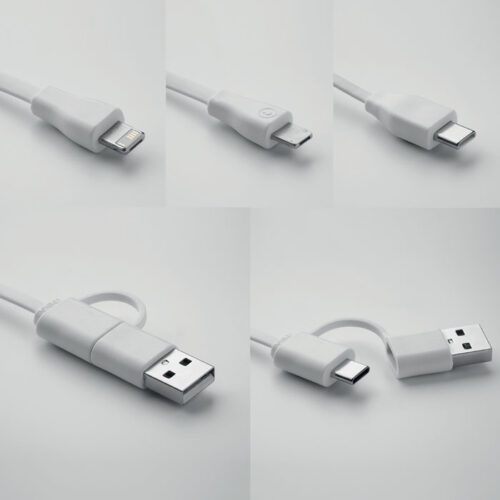 Llavero CLAUERC de bambú con soporte para smartphone y cable de carga integrado