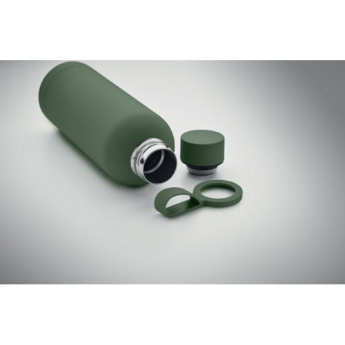 Botella térmica EMERALD de acero reciclado con acabado engomado y asa de silicona