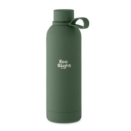 Botella térmica EMERALD de acero reciclado con acabado engomado y asa de silicona